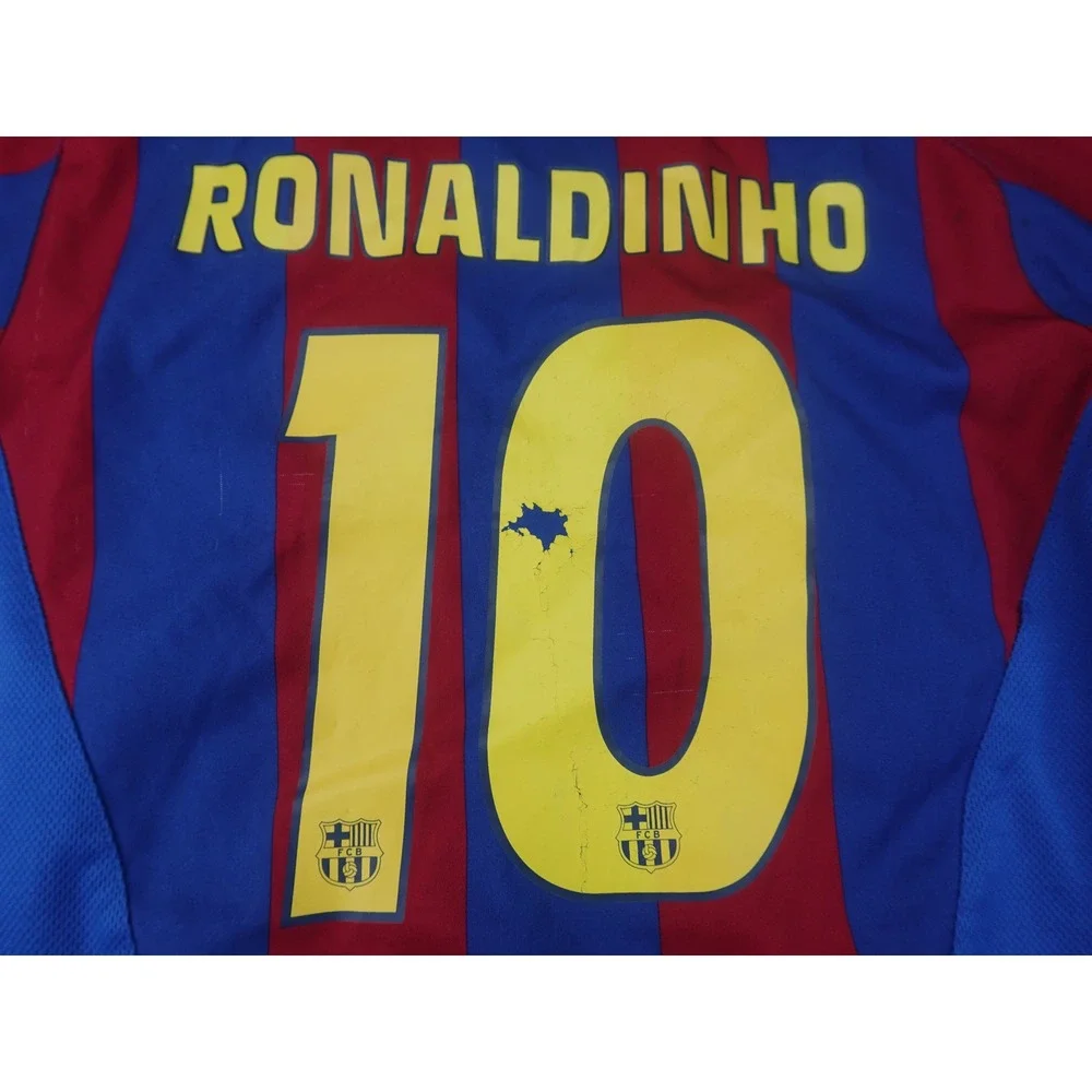 Nike FC Barcelona Jersey Youth Large Blue Red Good Ronaldinho 10 2005-06 T90